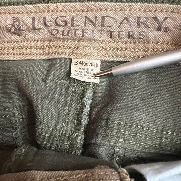 LEGENDARY OUTFITTERS Pants Men's Canvas 34X30 Green Straight Leg Stretch NWT - Picture 8 of 16